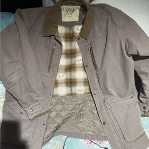 Cabela's Taupe Field Coat with Brown Suede Collar